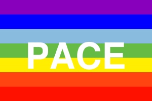 Die Regenbogenfahne der PACE-Bewegung
