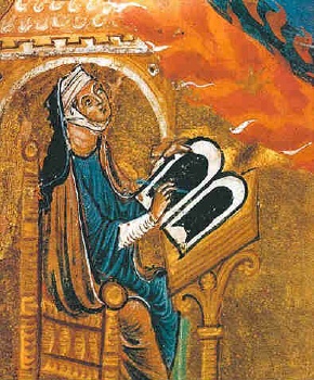 Hildegard von Bingen (Miniatur aus dem Lucca-Codex, um 1220/1230)