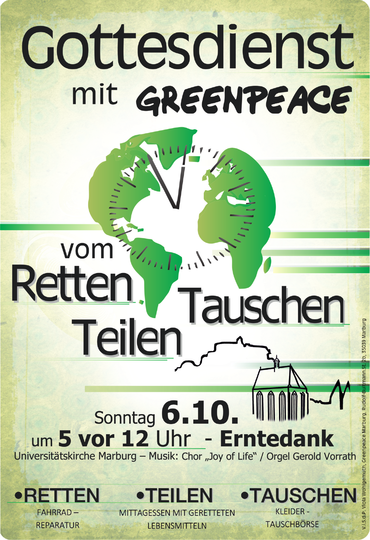 Plakat Gottesdienst mit Greenpeace